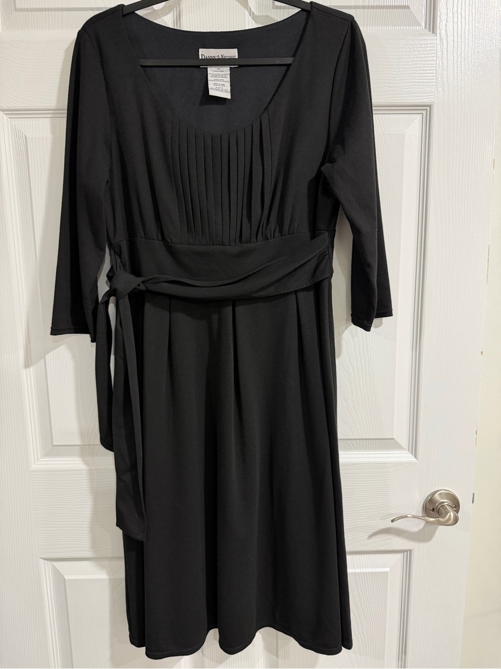 Danny & Nicole Black Pleated Empire-Waist Dress